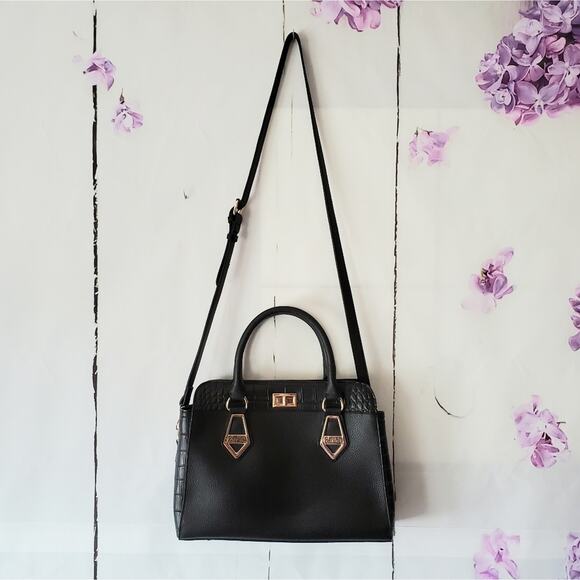 Bob Mackie Rodeo Drive Croc Print Leather Satchel Handbag - Picture 4 of 12